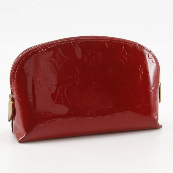 LOUIS VUITTON Pochette Cosmetic Pouch M90009 Rose Andian Red Monogram Vern... - Picture 3 of 12
